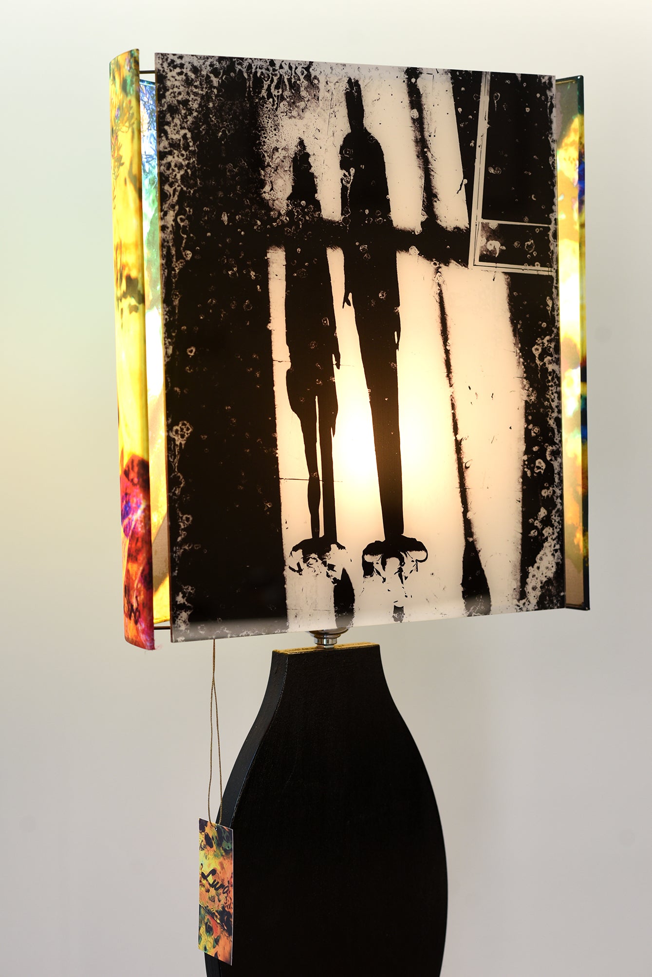 Lampada da terra in seta e vetro acrilico 'Ombre, New York'